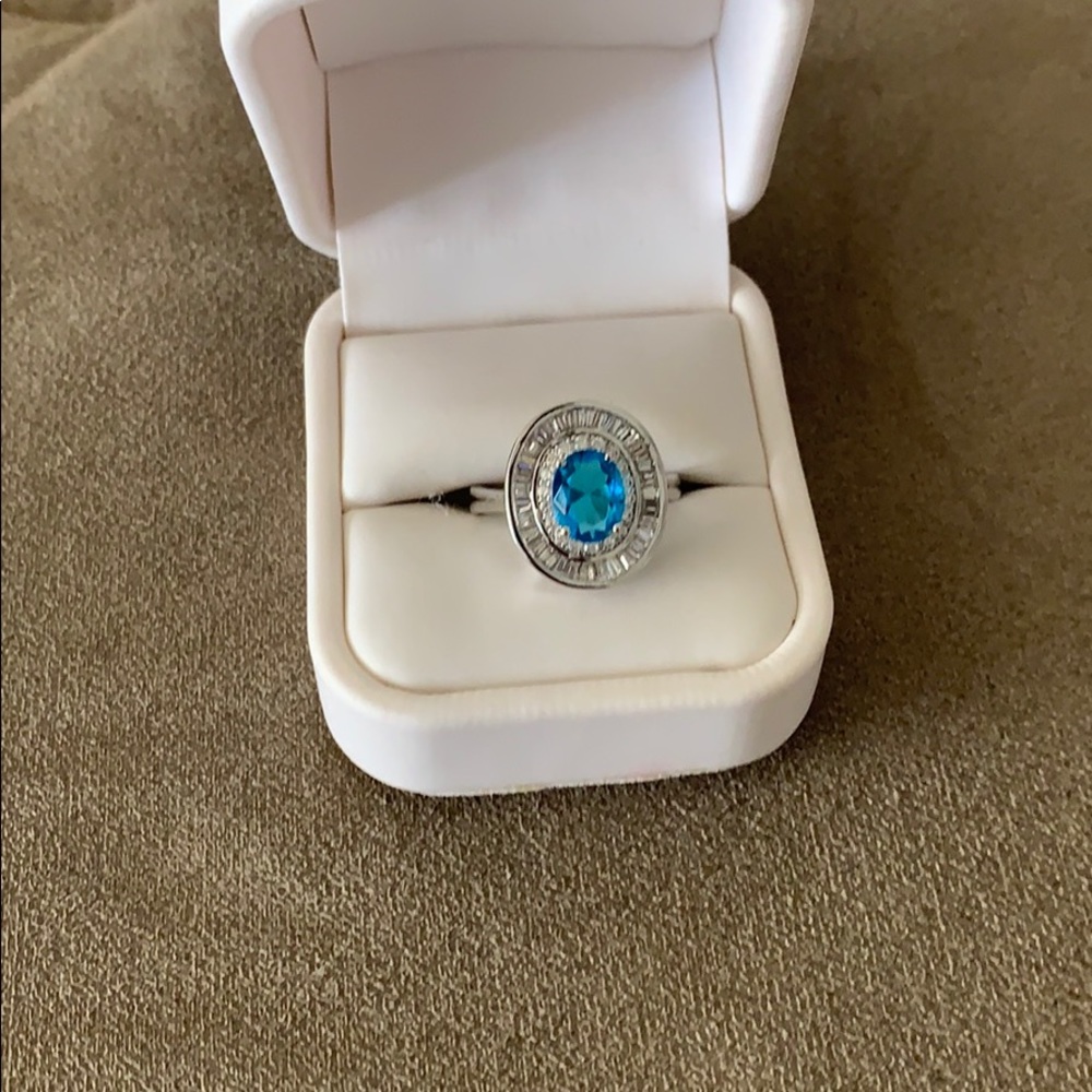 Blue emerald silver ring